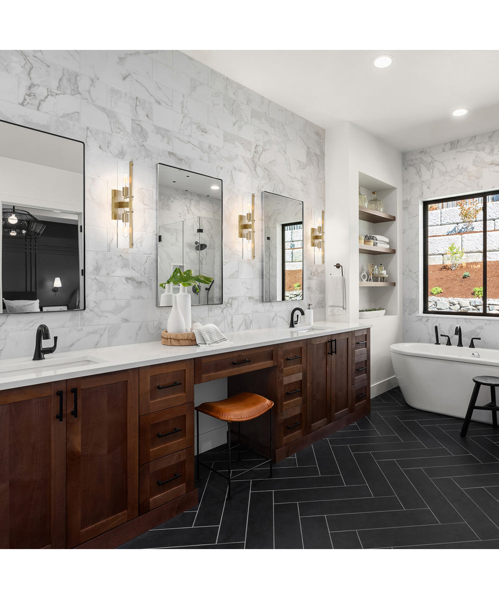 Latitude 2 Light Wall Sconce  Brushed Gold