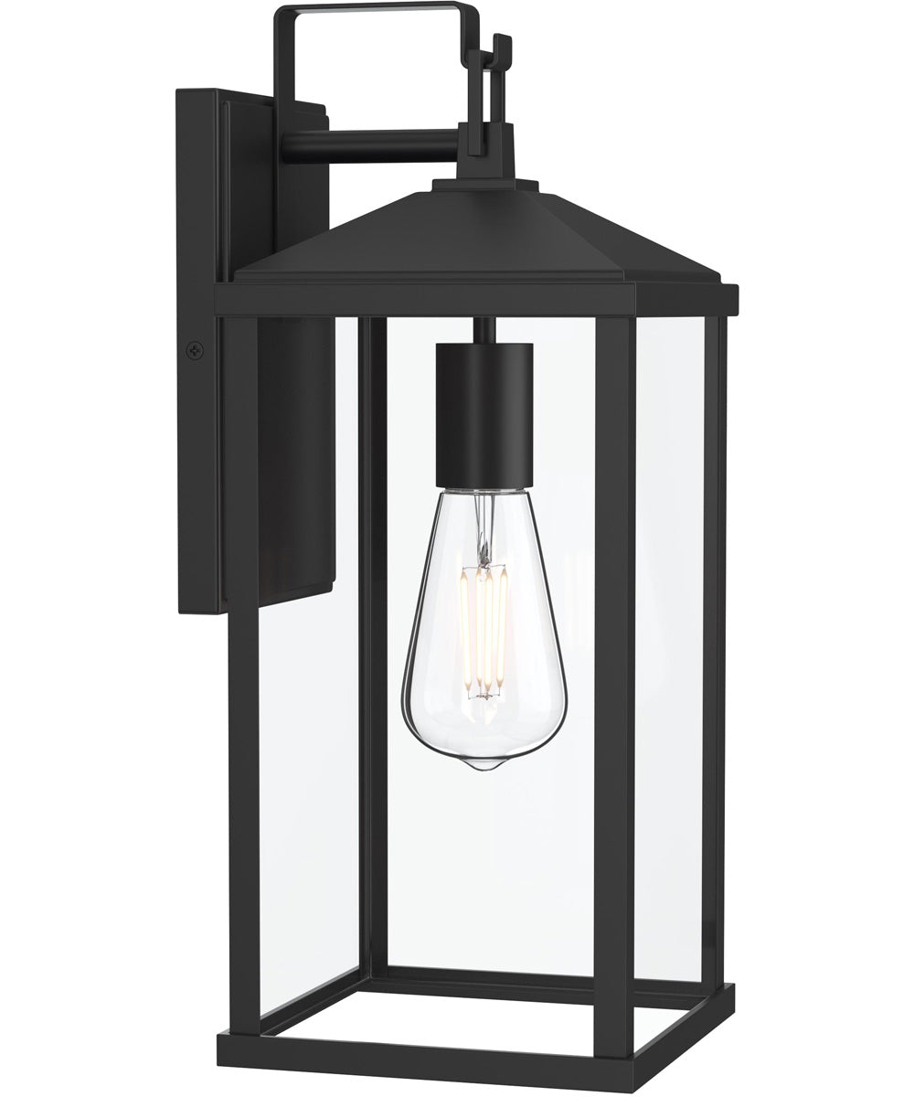 Cantley Large Outdoor Wall Lantern with Clear Glass Panels Matte Black
