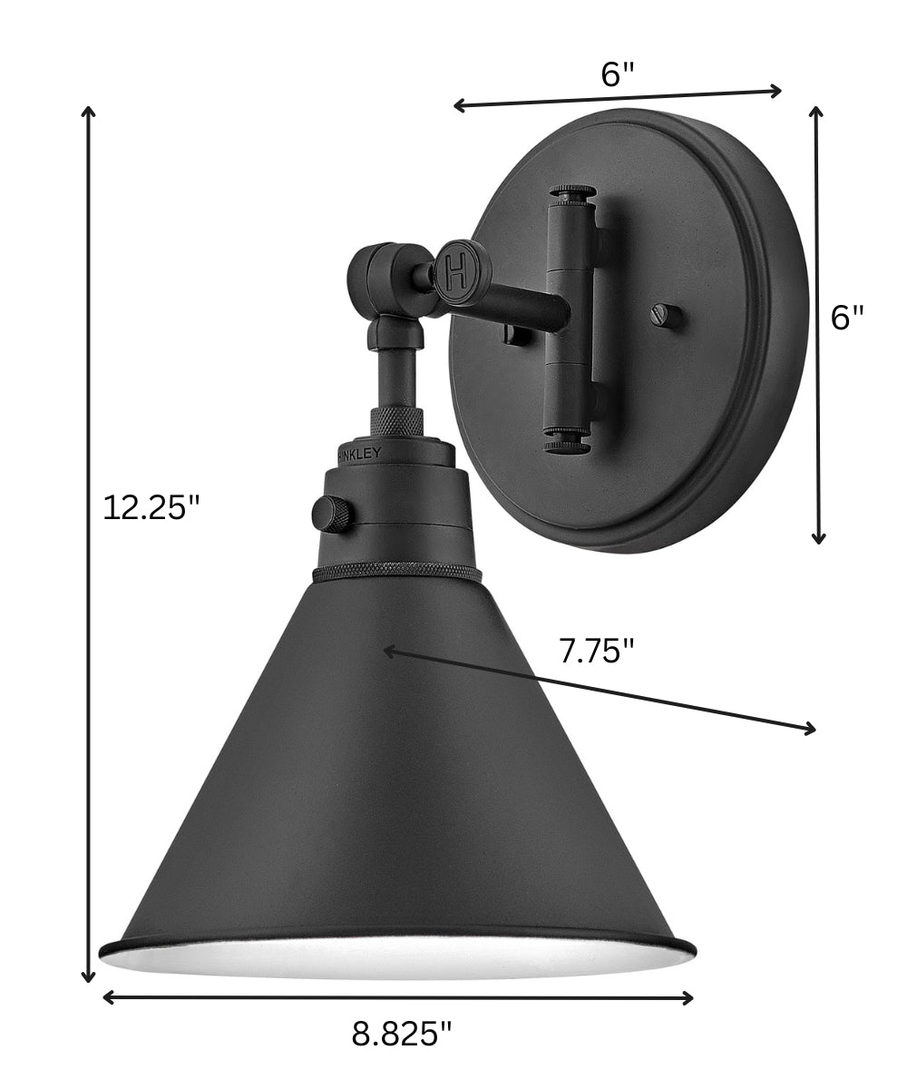 Arti 1-Light Small Single Light Sconce in Black