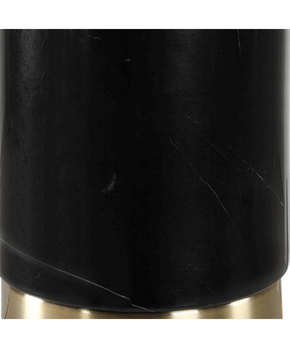 Metal Buffet Lamp in Antique Brass and Off-White