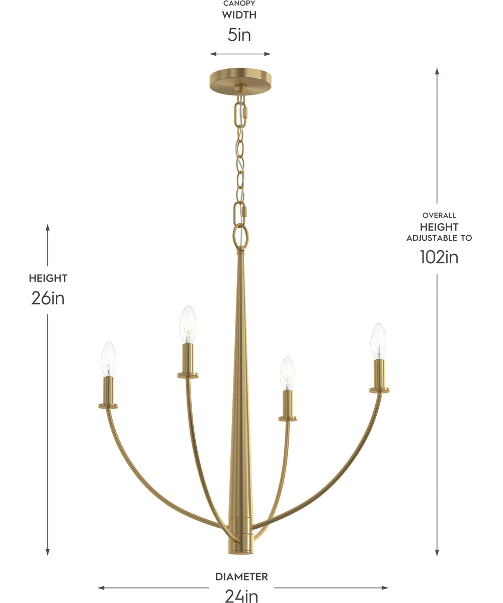 Jheni 4-Light Medium Chandelier Brushed Gold