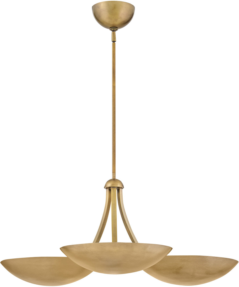 Glenn 3-Light Large Chandelier in Heritage Brass