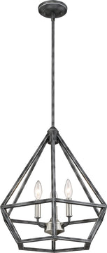 18"W Orin 3-Light Pendant Iron Black / Brushed Nickel Accents