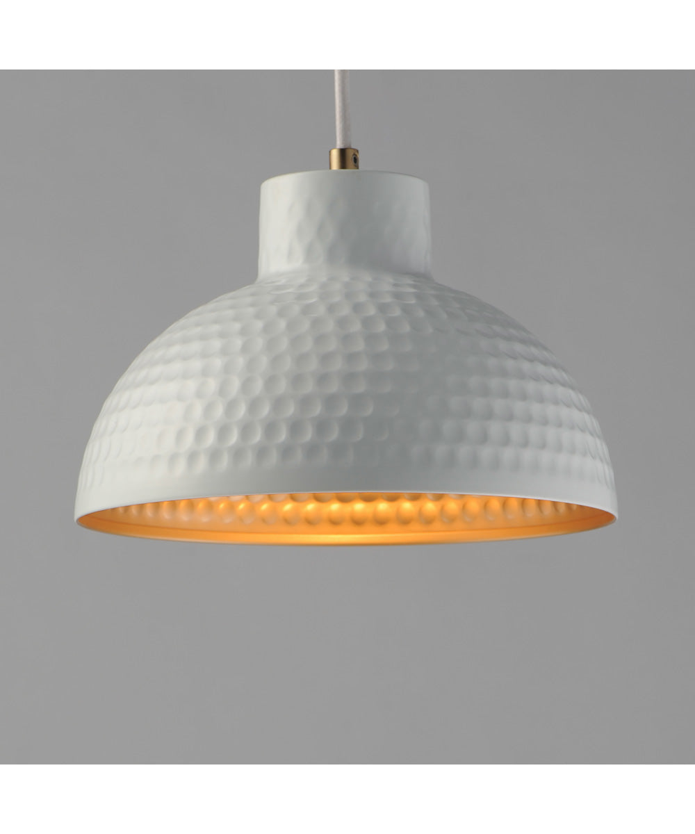 Rockport 10 inch 1-Light Pendant White/Natural Aged Brass