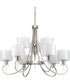Invite 9-Light White Silk Mylar Shade New Traditional Chandelier Light Brushed Nickel