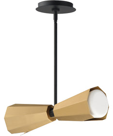 Rizzo 2-Light Pendant Black / Antique Brass