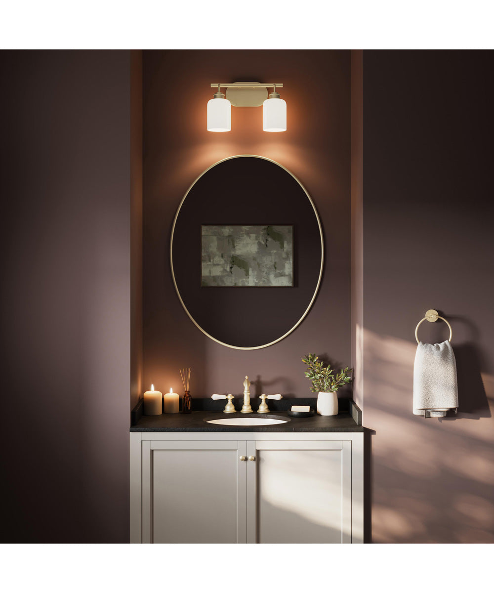 Reines 2-Light Bath Vanity with Opal Glass Shades Brushed Gold