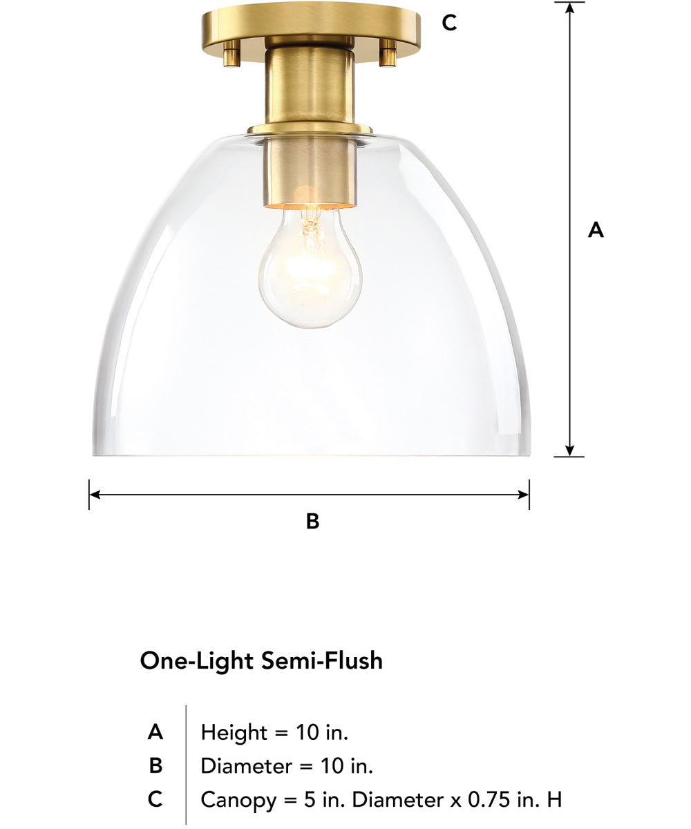 Indigo 1 Light Semi Flush Mount Brushed Gold
