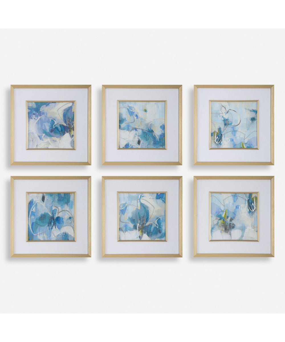 Fresh Start Blue Abstract Prints, Set of 6