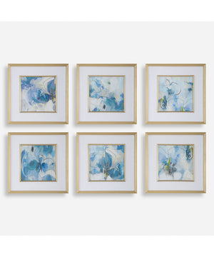 Fresh Start Blue Abstract Prints, Set of 6