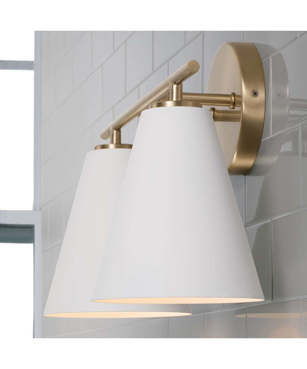 Charlie 2-Light Vanity Matte Brass and White