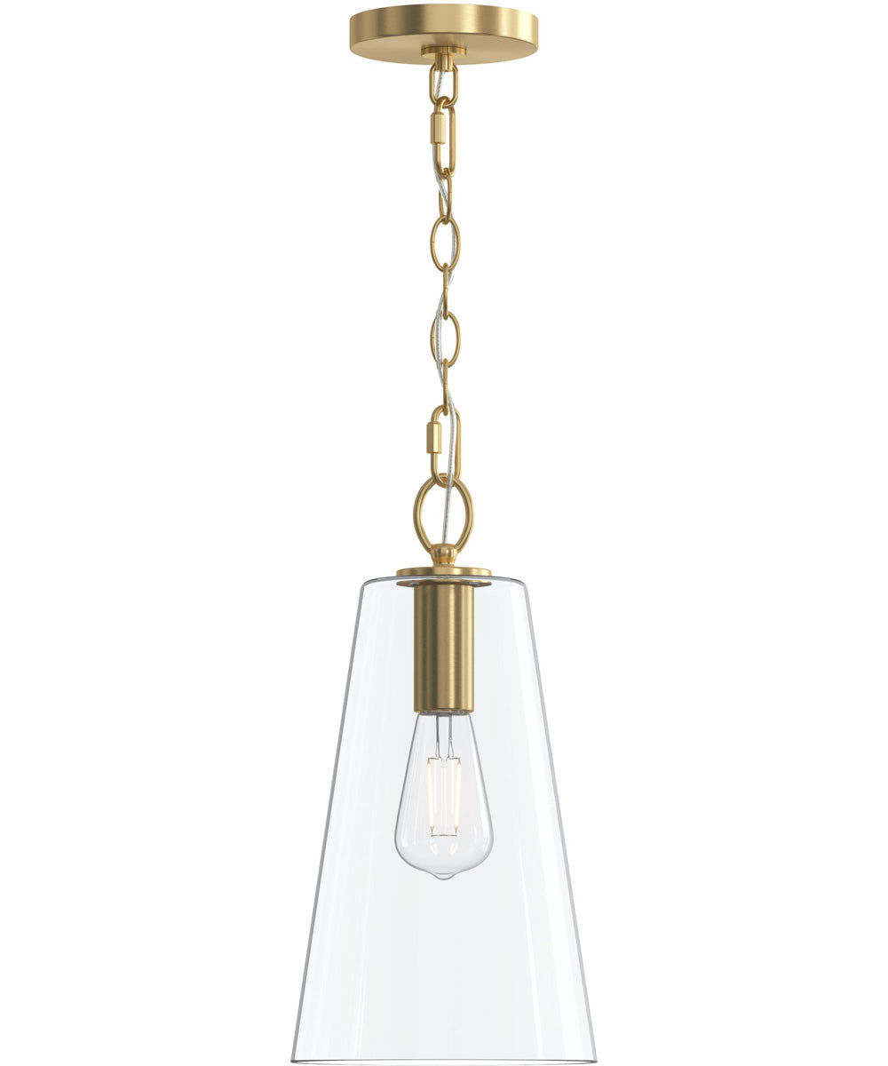 Jheni 1-Light Pendant with Clear Glass Shade Brushed Gold