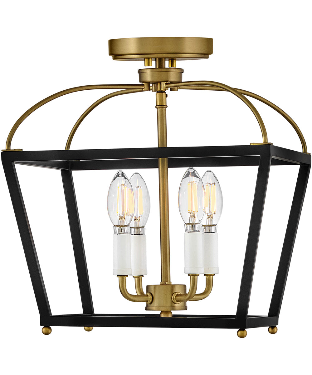 Tate 4-Light Small Semi-Flush Mount in Black