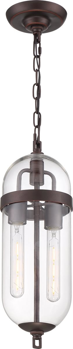 6"W Fathom 2-Light Pendant Mahogany Bronze / Clear