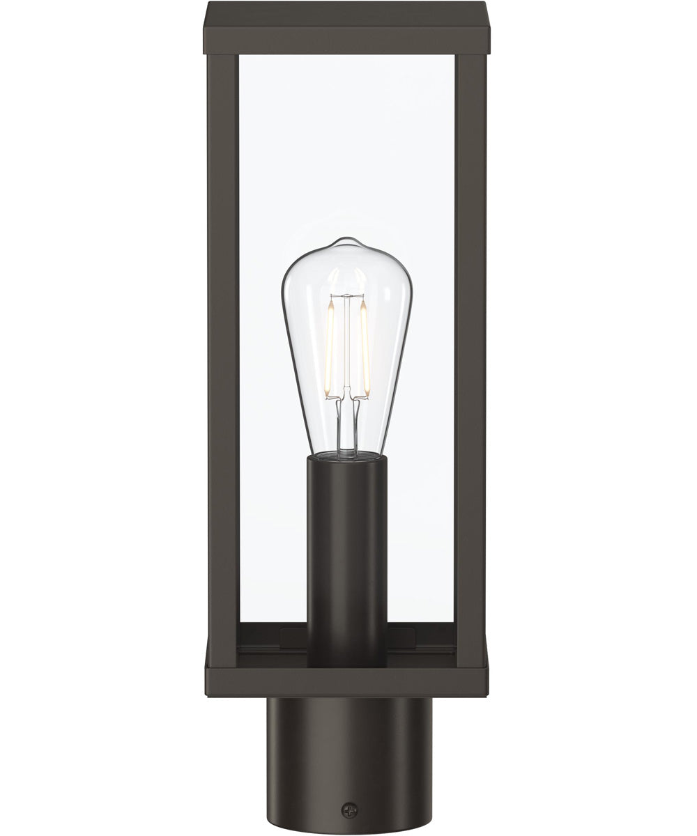 Ryle 1-Light Post Mount Lantern with Clear Glass Panels Antique Bronze