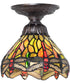 7" Wide Tiffany Hanginghead Dragonfly Flushmount