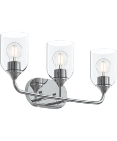 Ilia 3-Light Bath Vanity with Clear Glass Shade Polished Chrome