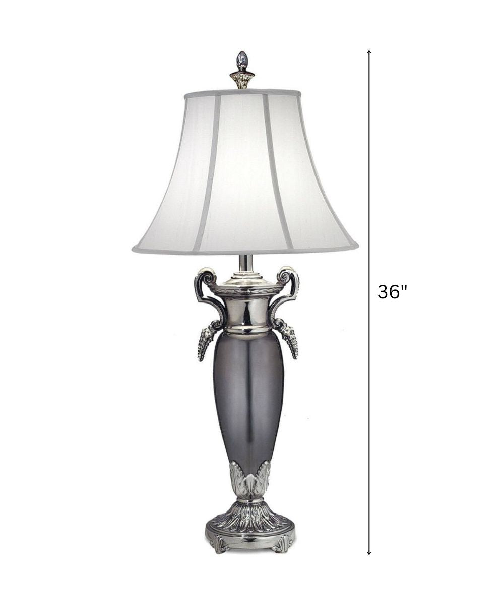 36"H 3-Way Table Lamp Pol Nickel with Black Antique and Blk Nickel