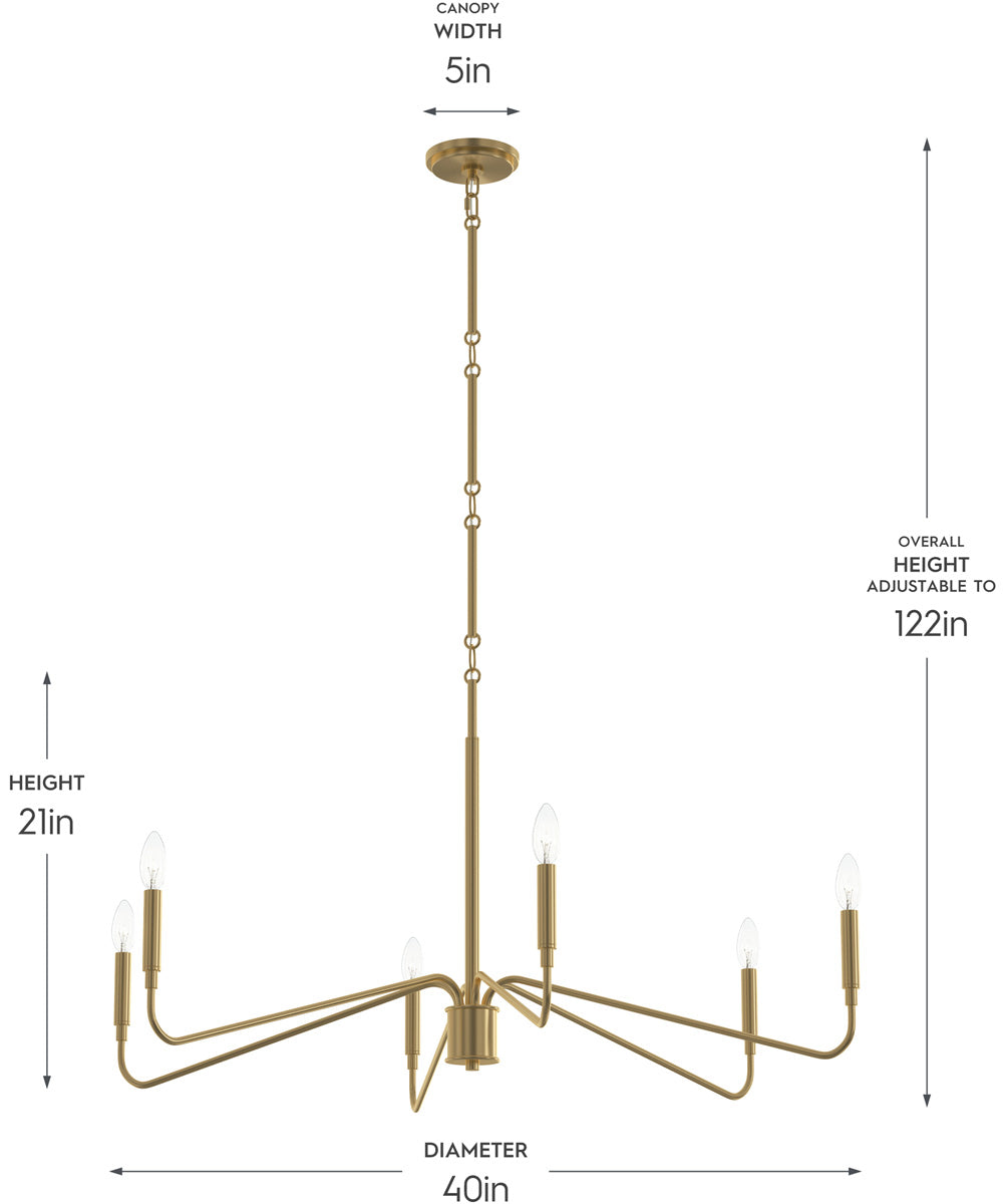 Pilar 6-Light Chandelier Brushed Gold