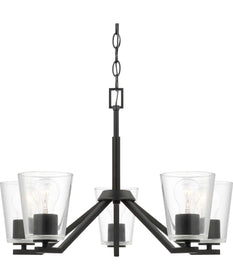 Vertex 5-Light Clear Glass Contemporary Chandelier Matte Black