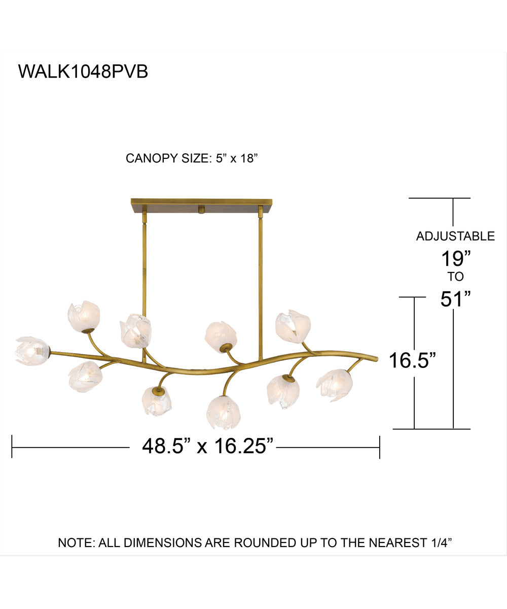 Walker 10-light Island Light Vintage Brass