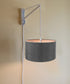 18"W MAST Plug-In Wall Mount Pendant 2 Light White Cord/Arm with Diffuser Granite Gray Shade