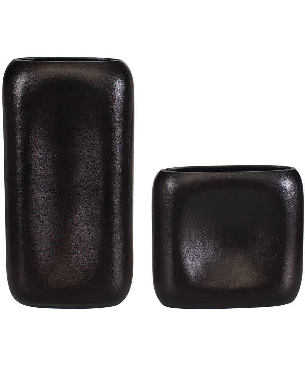 Anodic Dark Brown Vases Set of 2