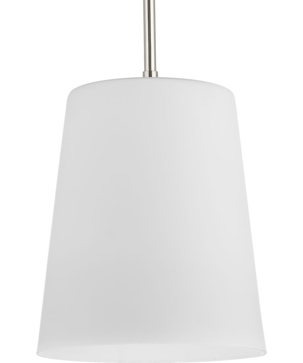 Clarion 1-Light Etched White Pendant P500429 Polished Nickel