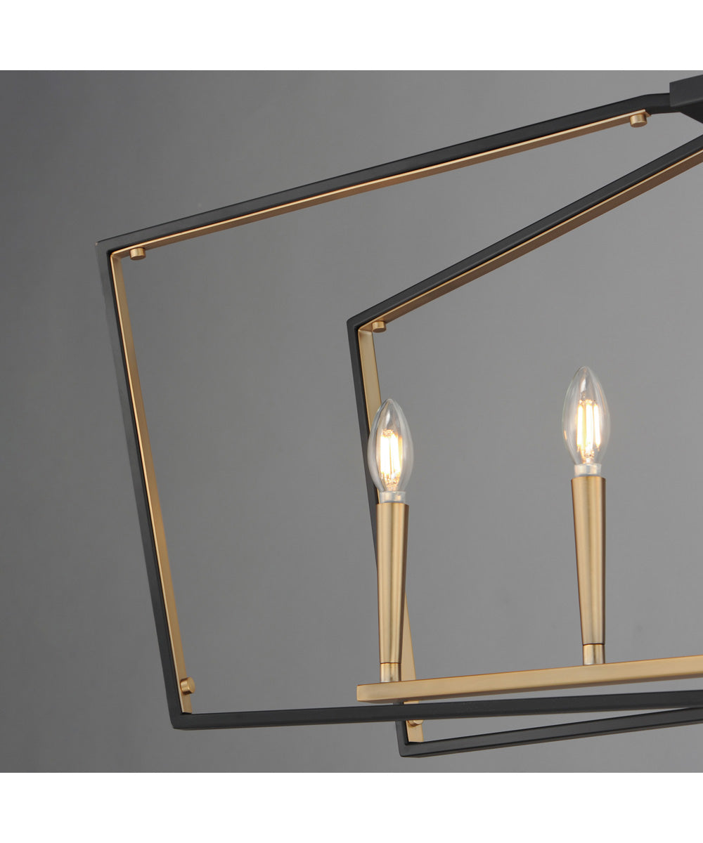 Melrose 6-Light Linear Pendant Black / Natural Aged Brass