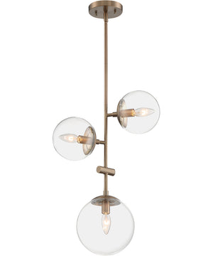 15"W Sky 3-Light Pendant Burnished Brass
