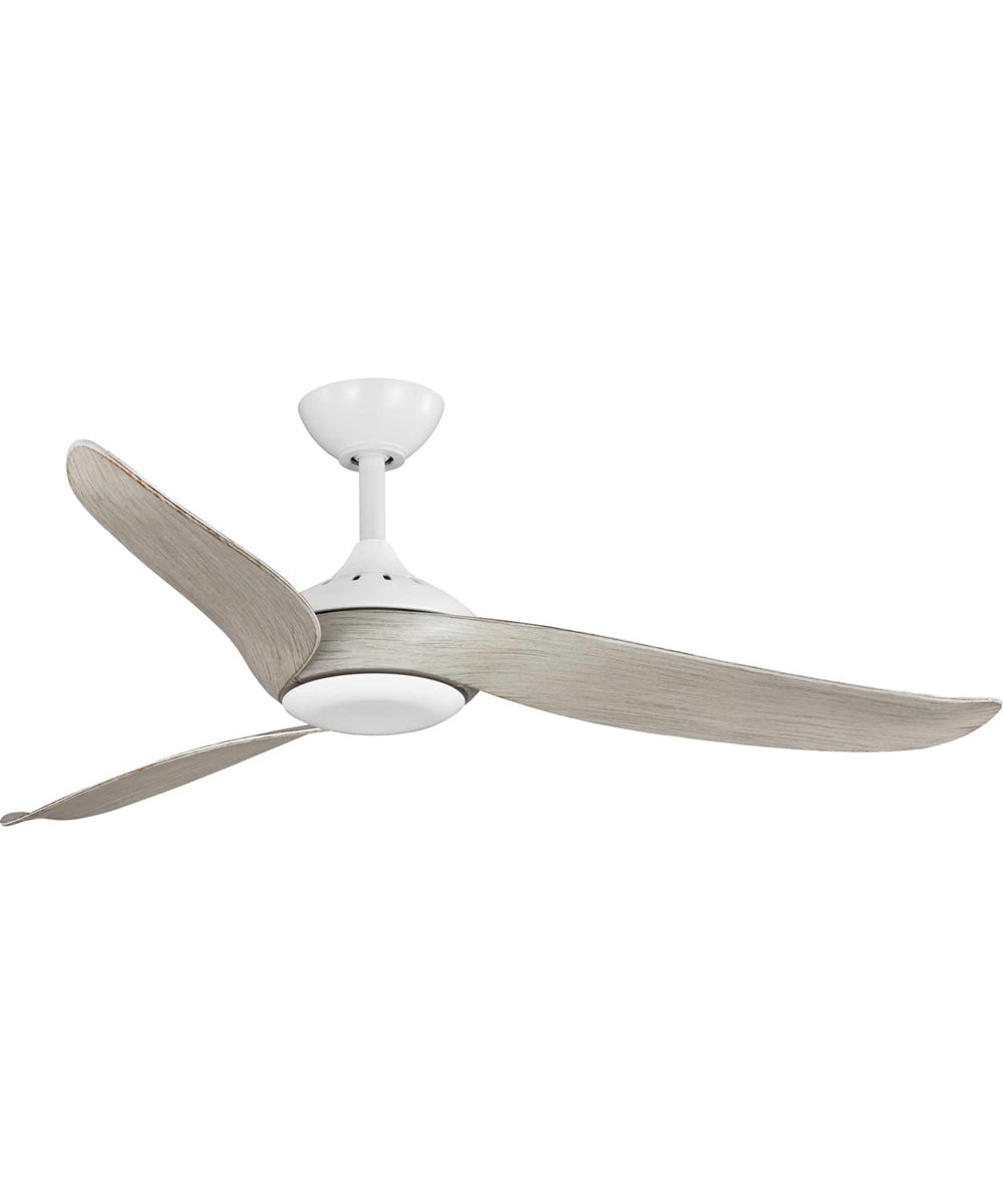Conte 52-in 3-Blade Matte White Contemporary Ceiling Fan with Washed Oak Blades Satin White