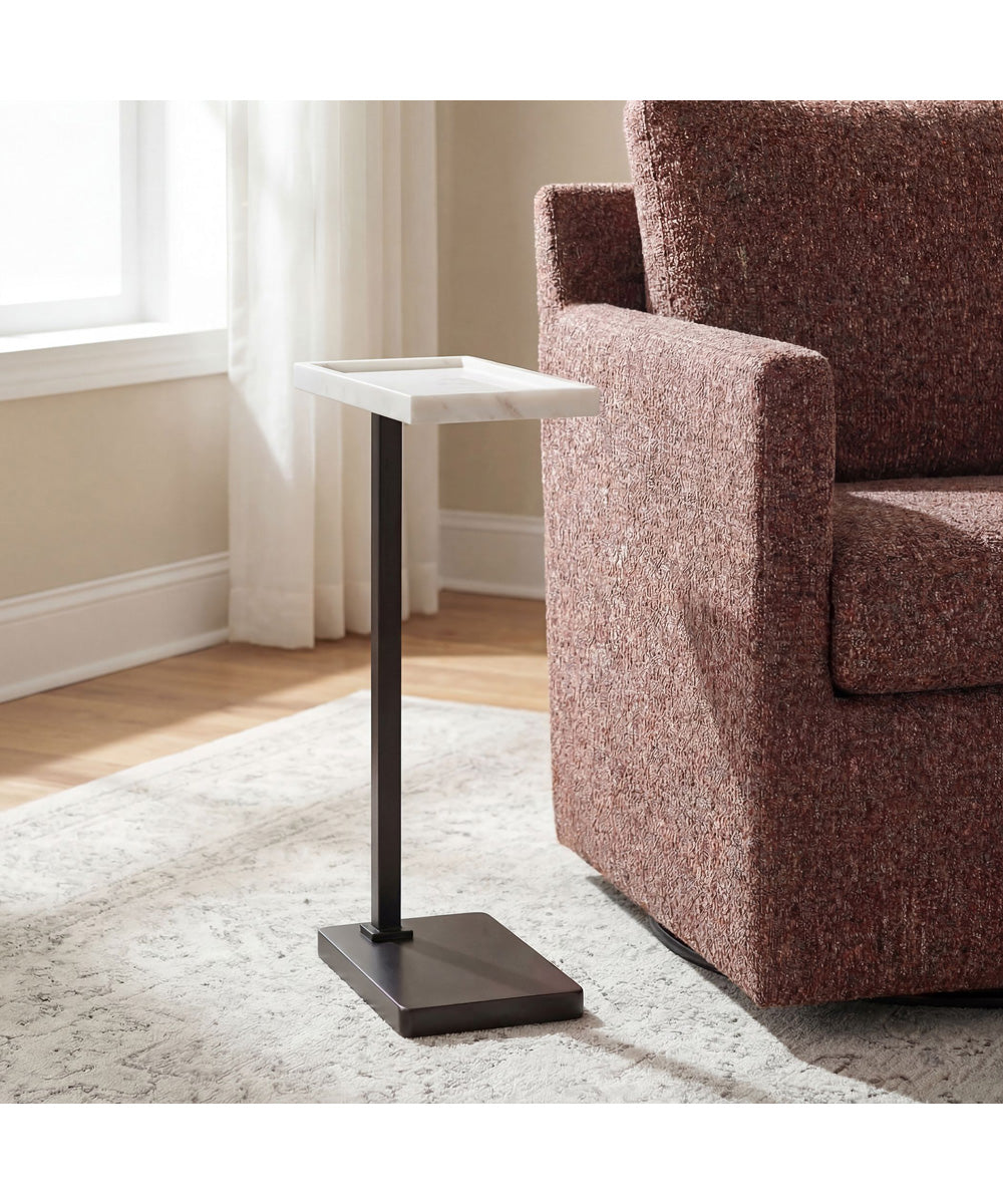 Accent Table with White Marble Tray Top in Dark Bronze