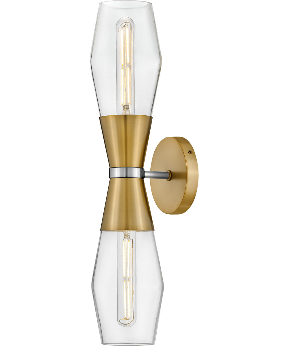 Livie 2-Light Large Two Light Sconce in Lacquered Brass