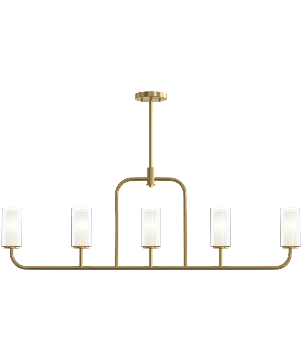 Mack 5-Light Linear Chandelier with Layered Glass Shades Brushed Gold