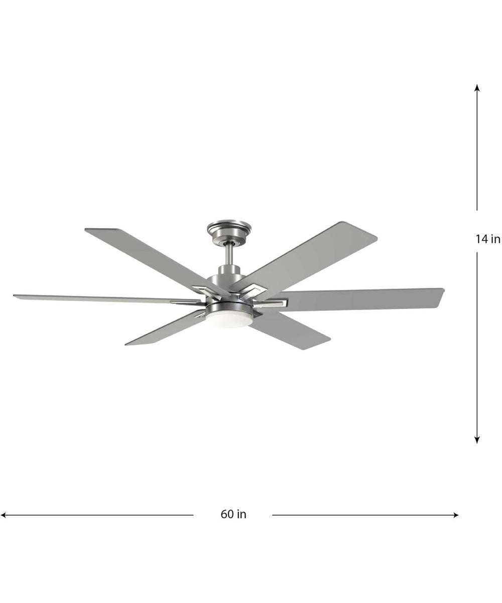 Dallam 60 in. 6-Blade Ceiling Fan with Integrated CCT-LED Light Brushed Nickel