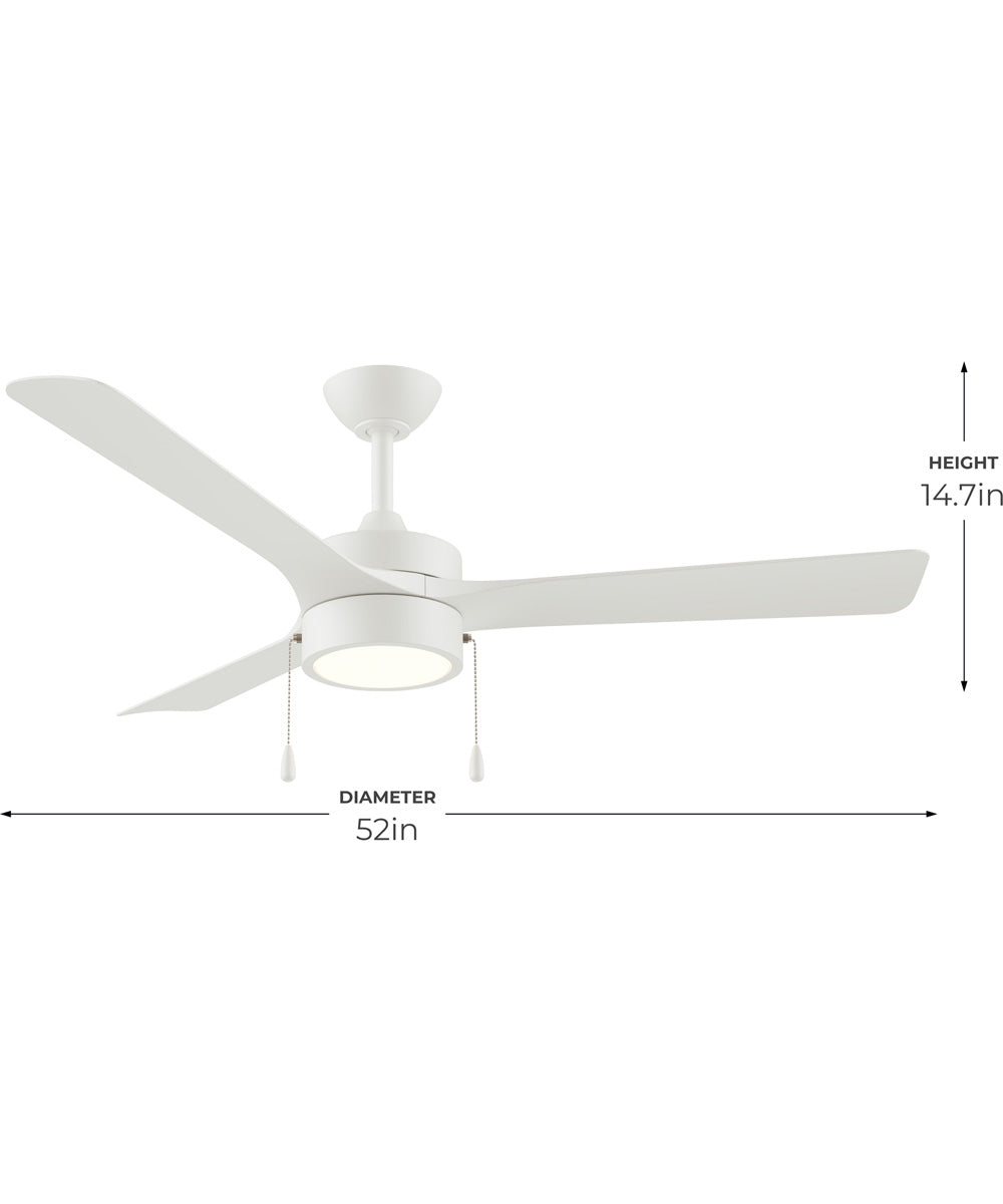 Axion I 52 in. 3-Blade Modern LED Ceiling Fan Matte White