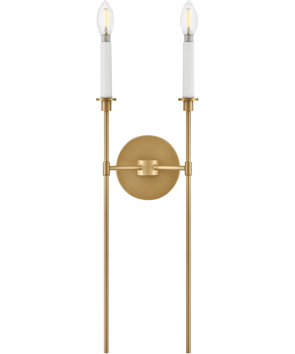 Hux 2-Light Medium Two Light Sconce in Lacquered Brass