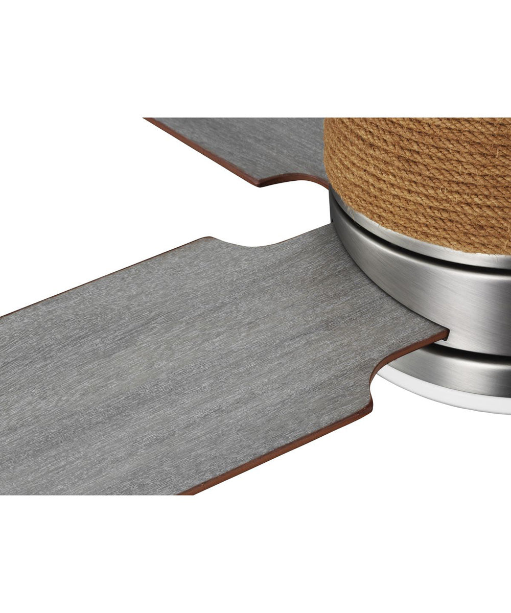 Shaffer II 56 in. 4-Blade Ceiling Fan with Integrated LED Lamped Light Natural Jute Accents Antique Nickel
