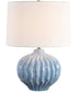 1-Light Table Lamp with Flowing Ceramic Texture in Light Blue and Antique Brass