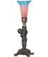 12" High Pink/Blue Tiffany Pond Lily Cherub Mini Lamp