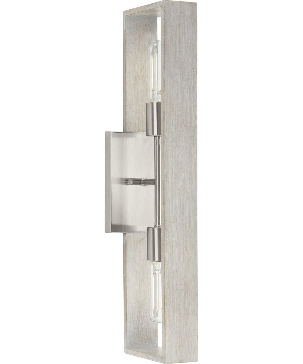 Boundary 2-Light Wall Bracket Brushed Nickel