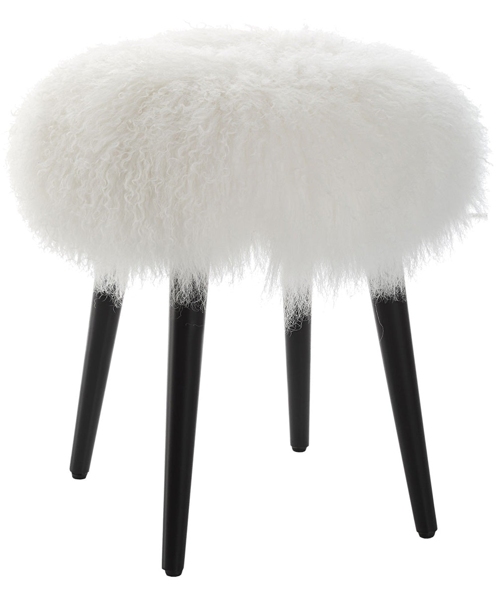 Wooly Sheepskin Accent Stool