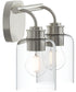 Reines 2-Light Bath Vanity with Clear Glass Shades Brushed Nickel