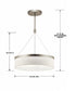 18"w Mercel 3-Light Modern Drum LED Pendant Satin Nickel Finish with White Linen Shade