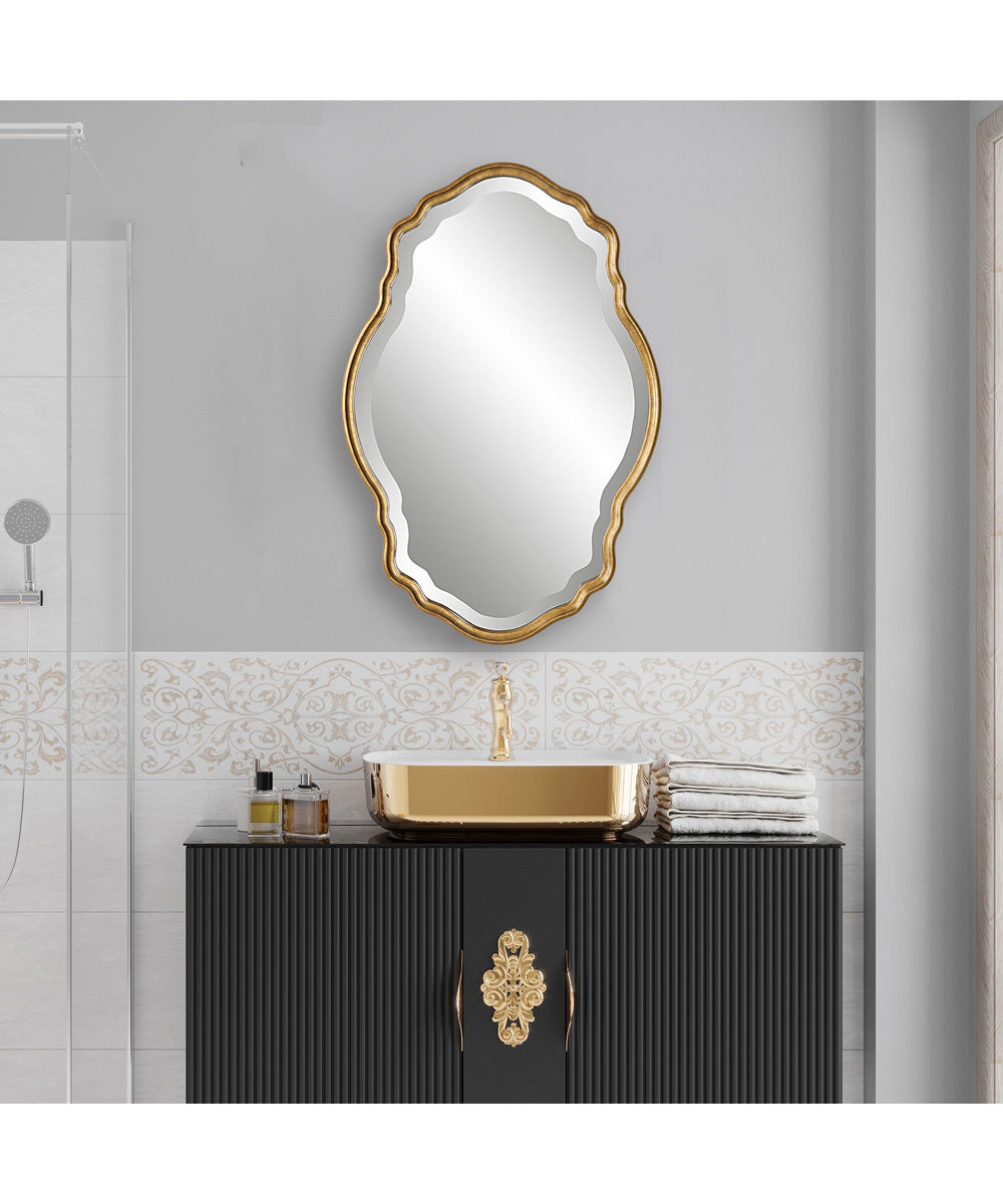 22x33" Wall Mirror in Gold with an Amber Glaze