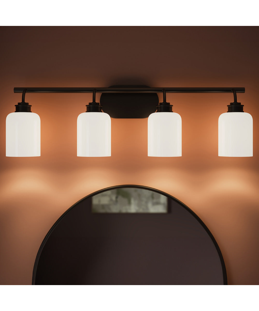 Reines 4-Light Bath Vanity with Opal Glass Shades Matte Black