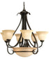 Torino 6-Light Tea-Stained Glass Transitional Chandelier Light Forged Bronze