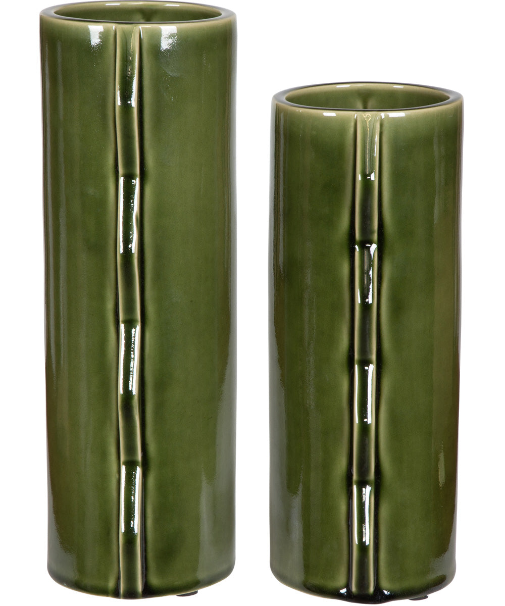Meander Green Vases, Set of 2