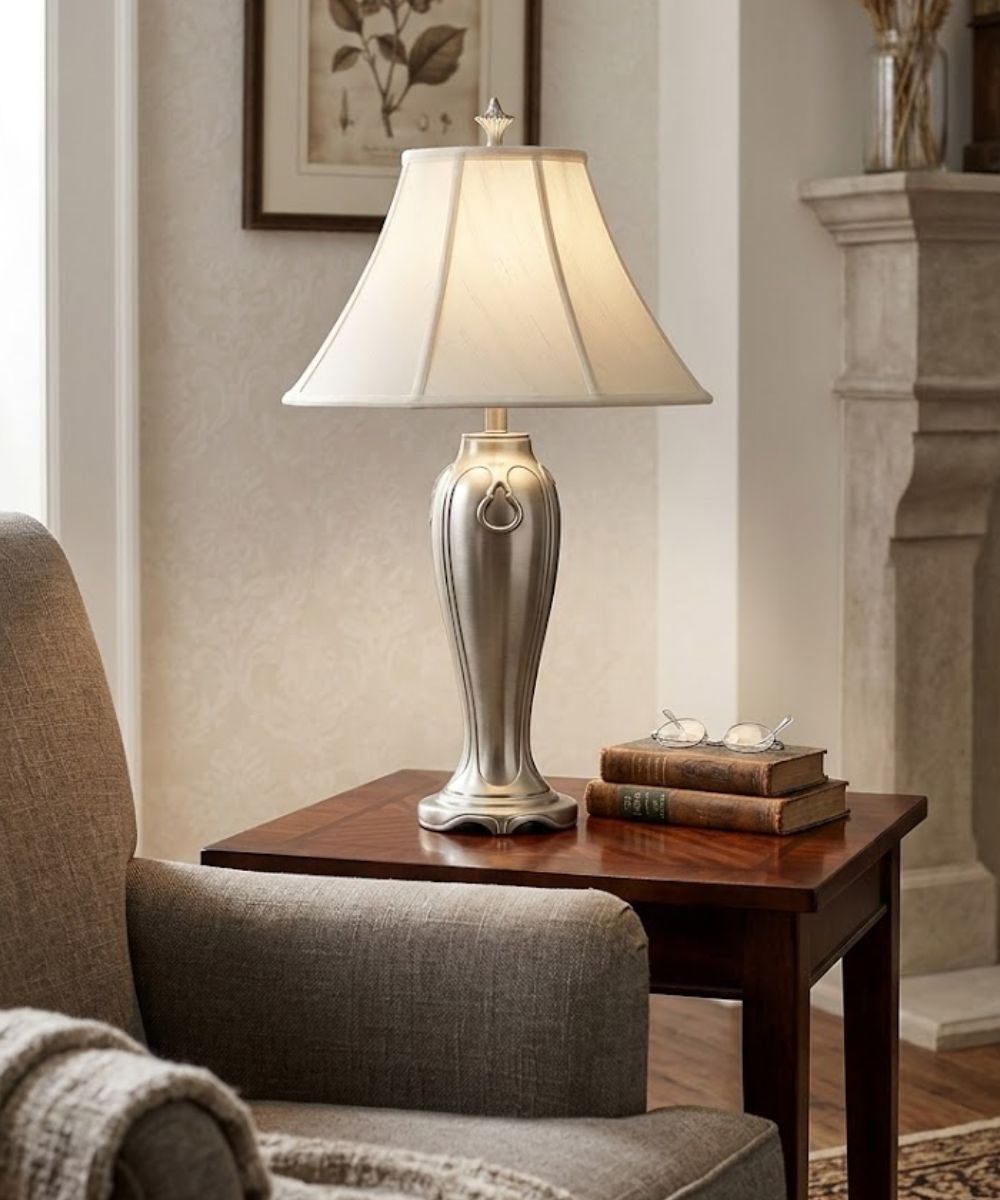 33"H 3-Way Table Lamp Antique Nickel