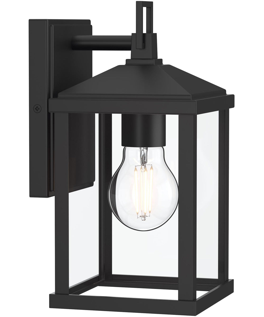 Cantley Small Outdoor Wall Lantern with Clear Glass Panels Matte Black